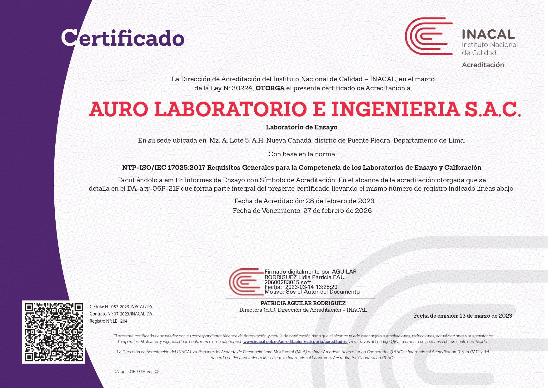 certificado inacal